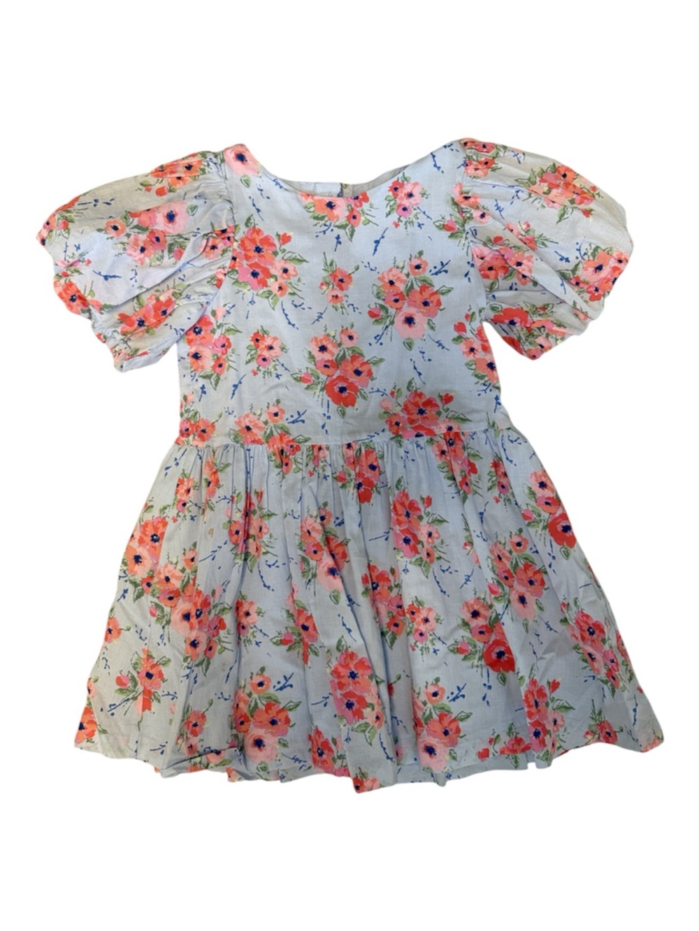 Janie and Jack Light Blue Floral Puff-Sleeve Dress